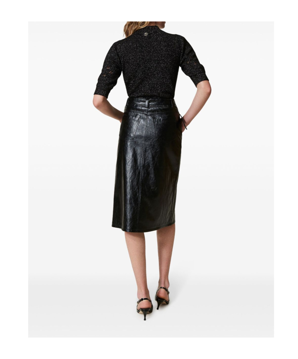 Shop Twinset Logo-plaque Midi Skirt