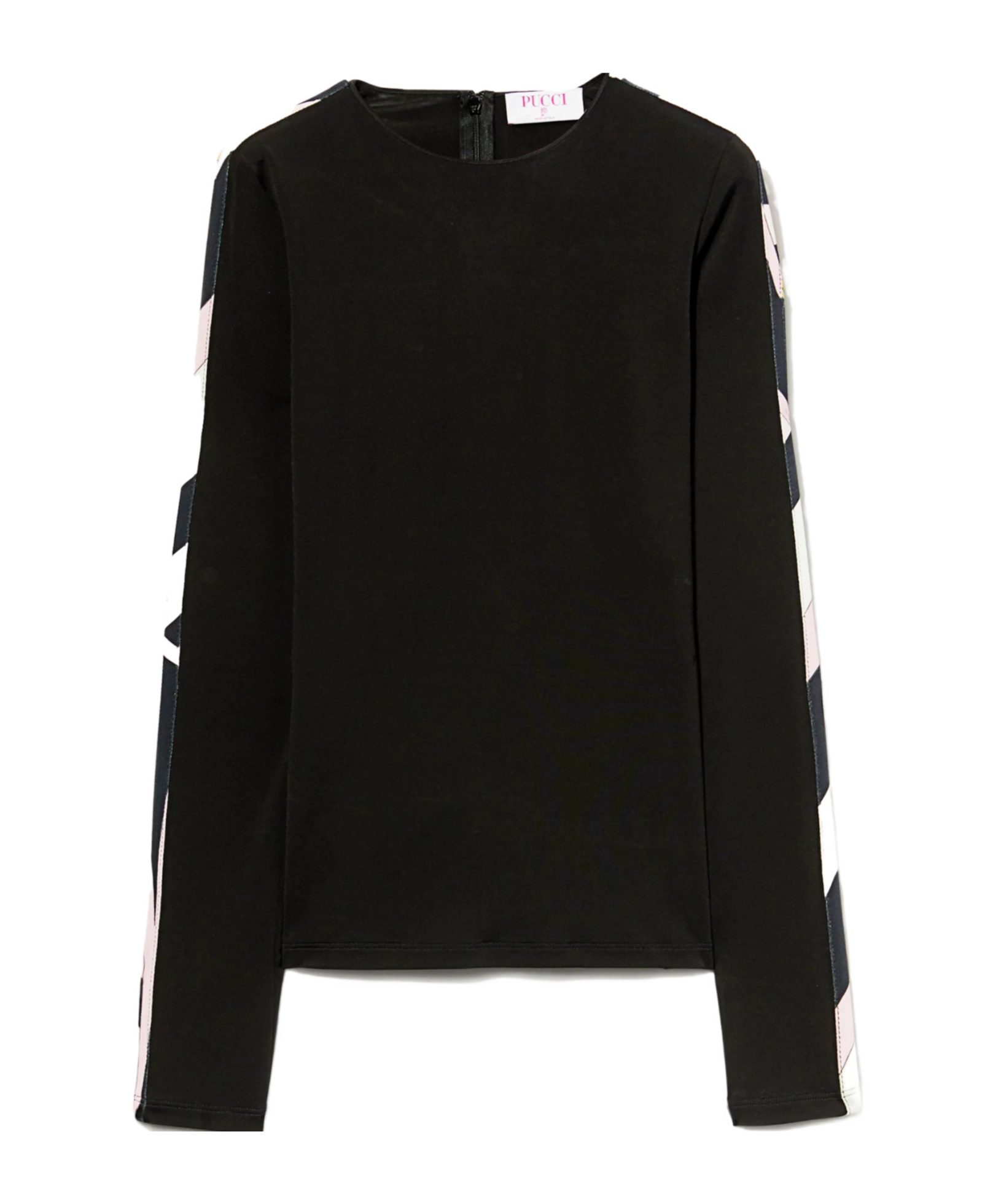 Pucci Contrast-trim Long-sleeve Top In Black