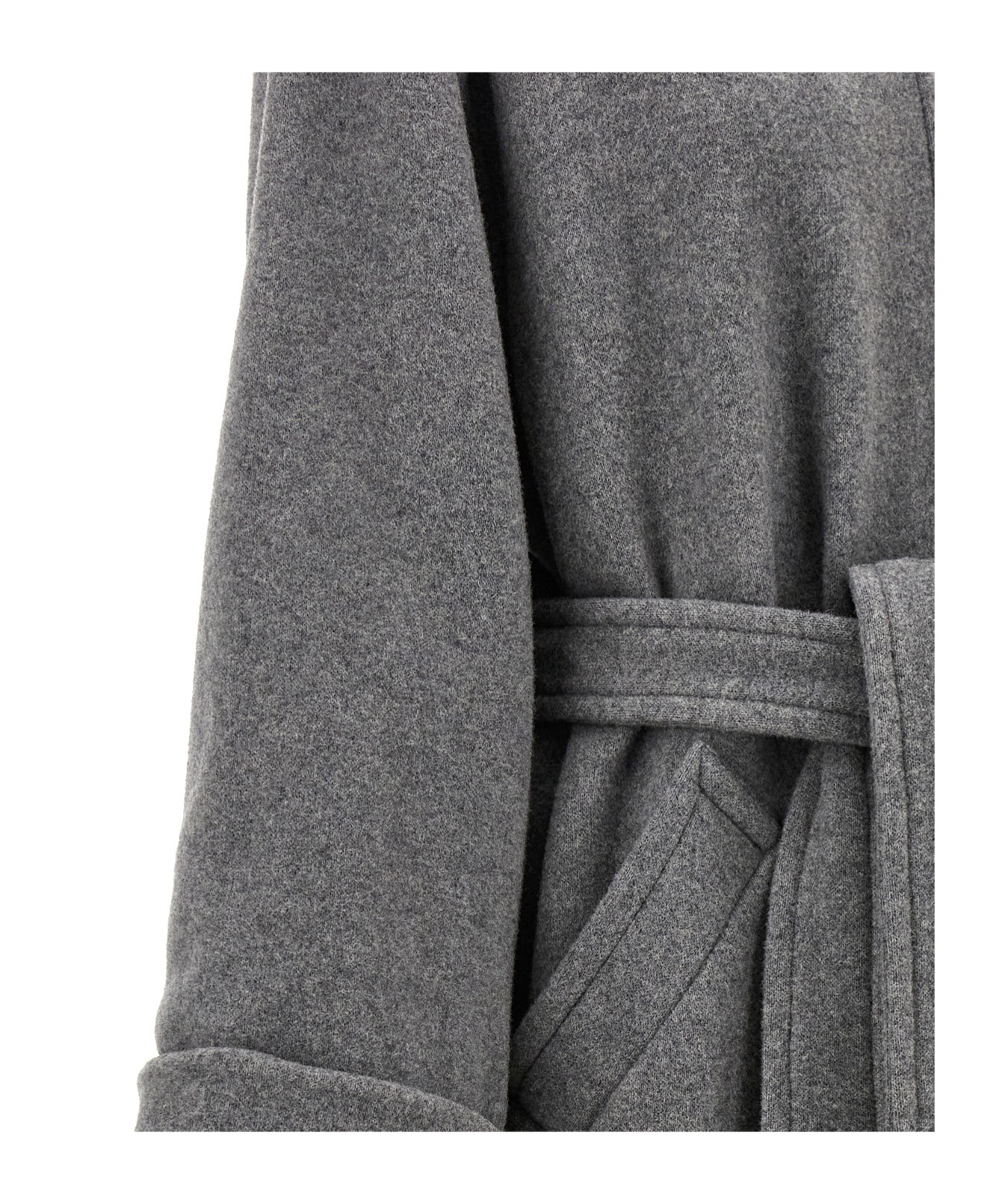 Mm6 Maison Margiela Felted-finish Belted Midi Dress In Gray