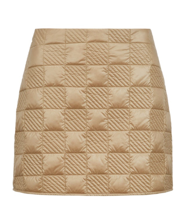 Moncler Logo-patch Quilted Miniskirt In Brown