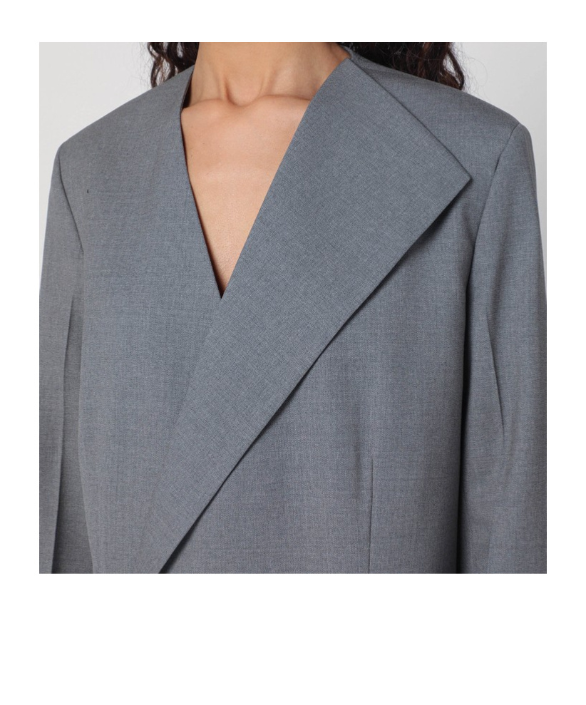 Loulou Studio Gray Double-breasted Wool Jacket In Gray