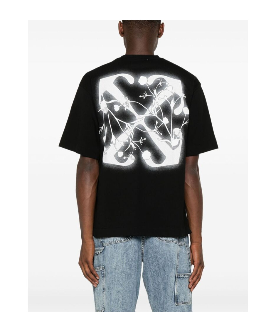 Off-white Graphic Print Short Sleeve Crew Neck T-shirt In Black