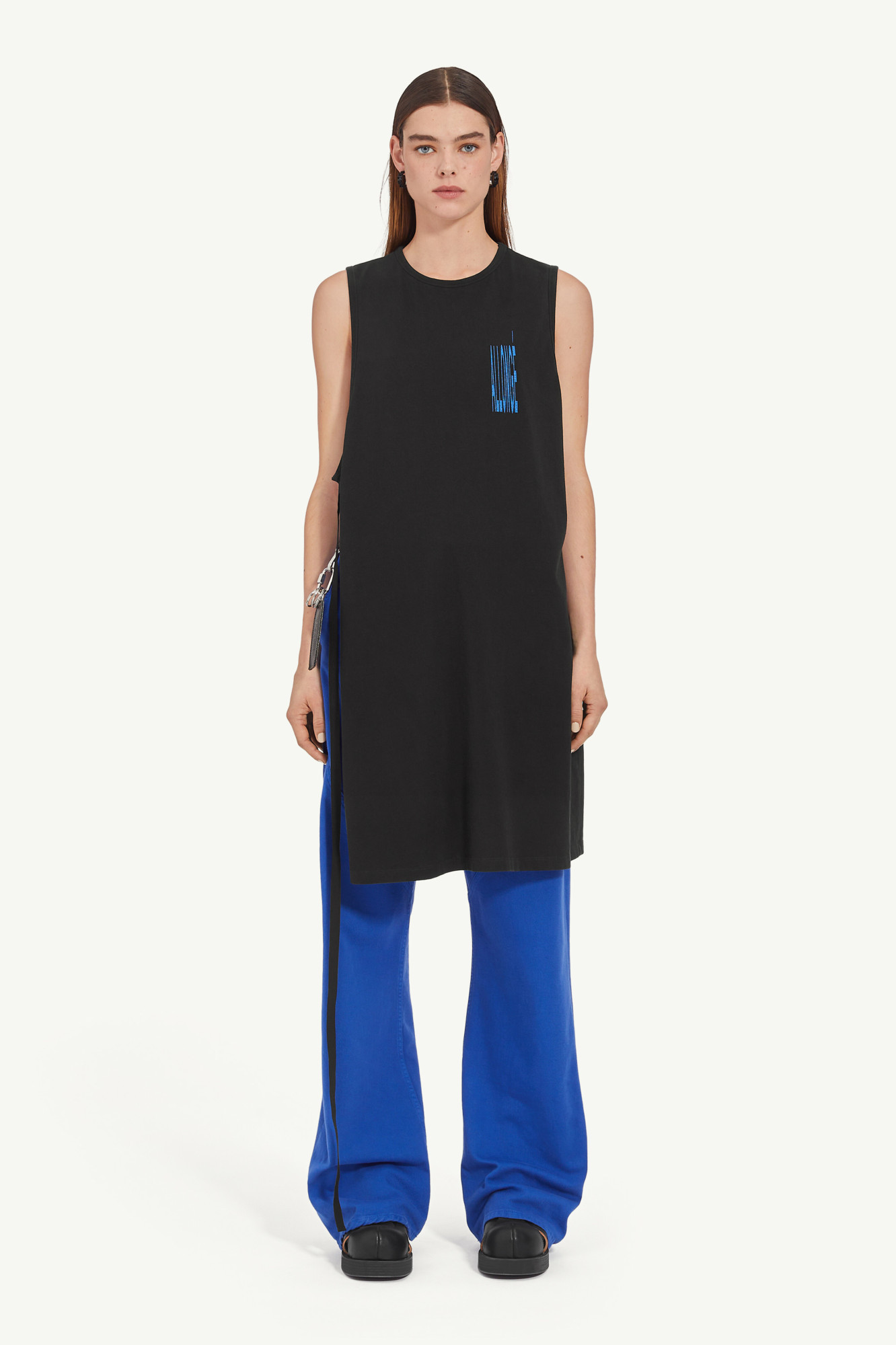 Mm6 Maison Margiela Cotton Long Tank Top In Black