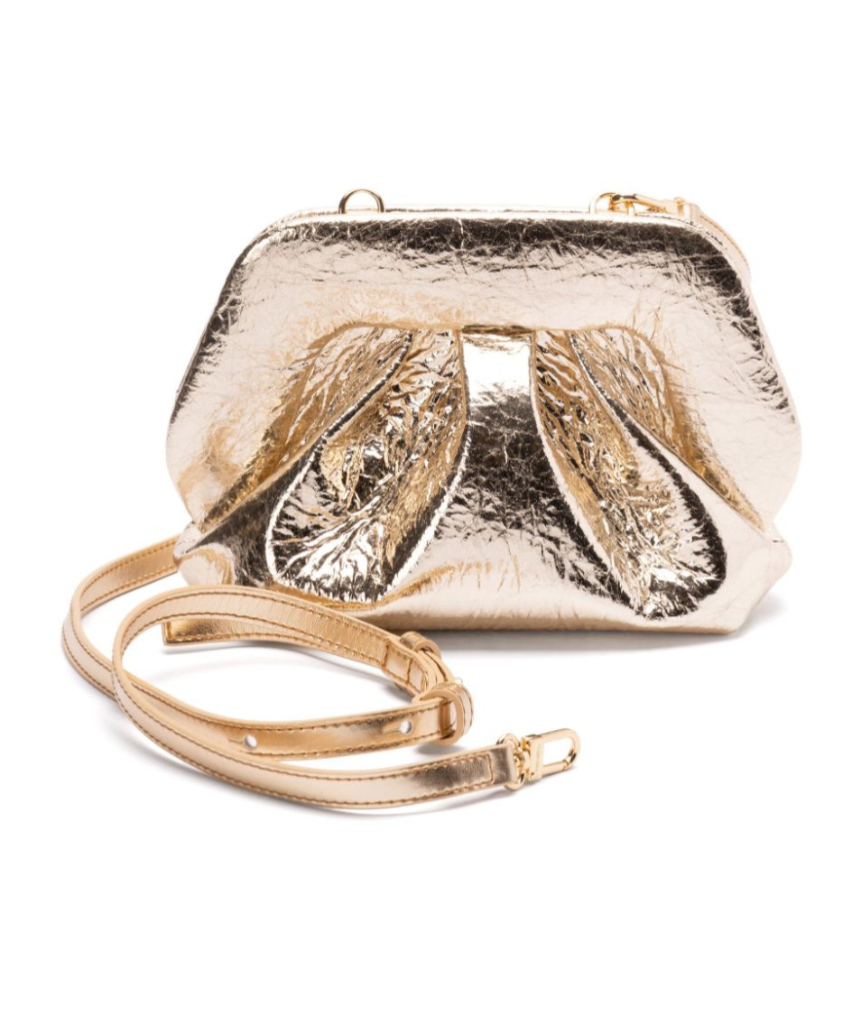 Themoirè Pineapple Cross Body Bag With Pleat Detailing In Nude