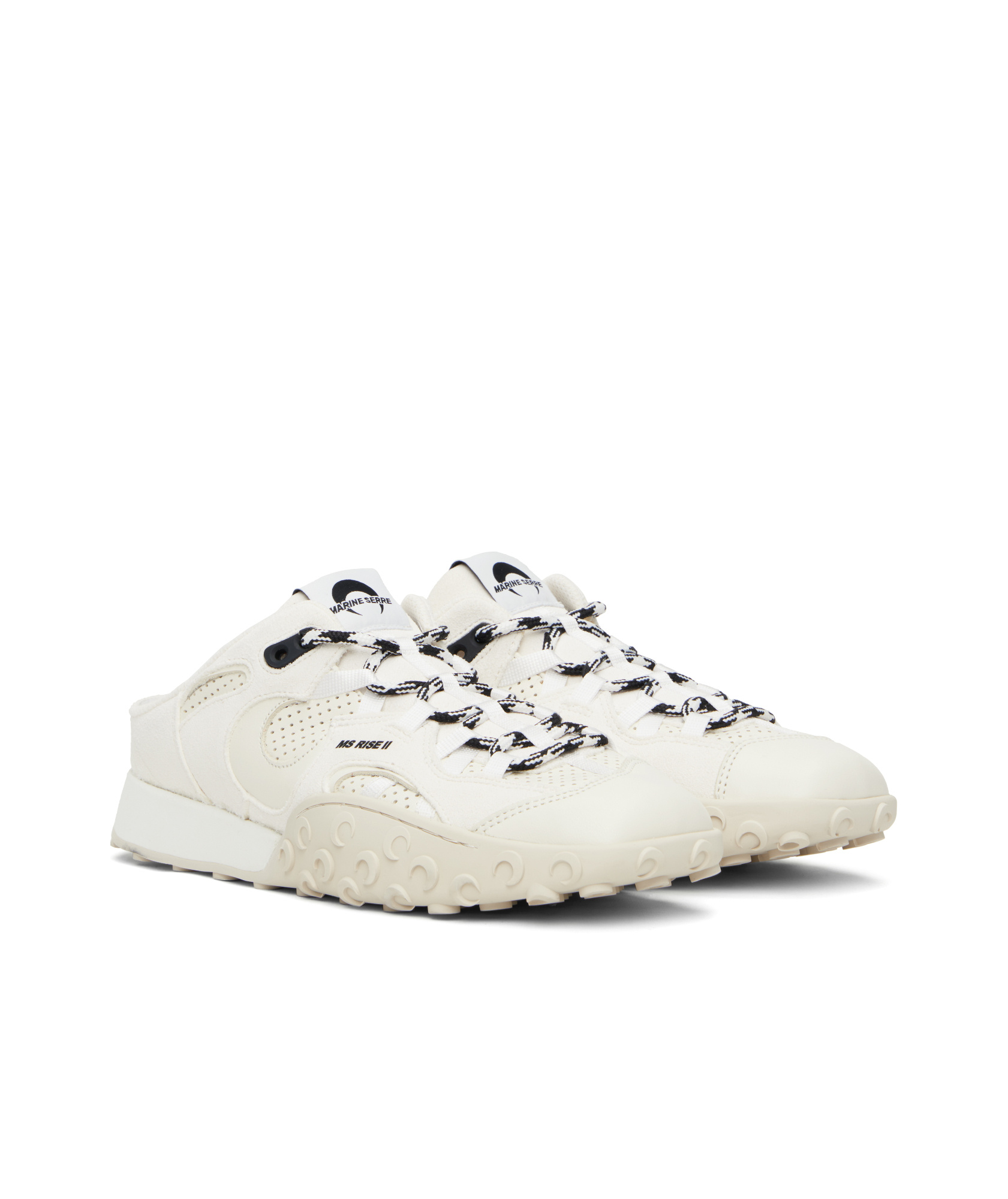 Marine Serre White Suede Leather Ms Rise Tyko Mules