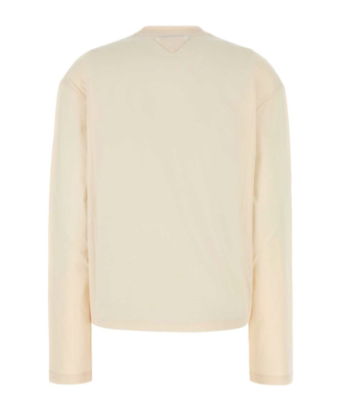 Prada T-shirt In Cotone Sabbia  Donna In Neutral