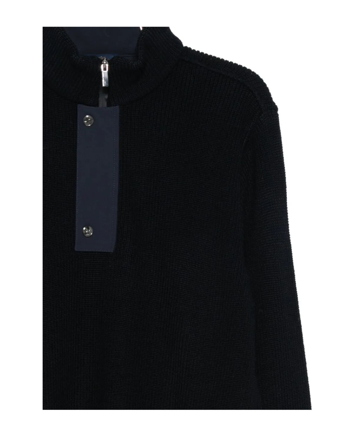 Paul & Shark High Collar Knitwear Featuring Button Detail In Black
