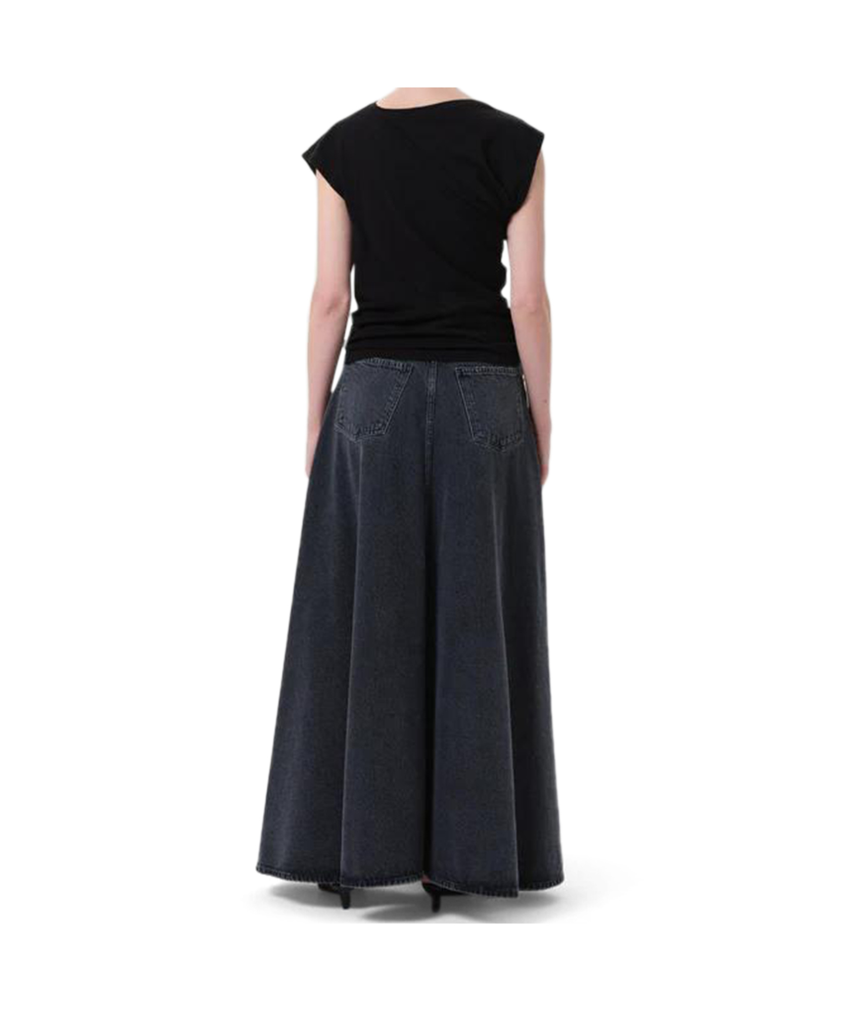 Agolde Pleated Detail Skirt In Black