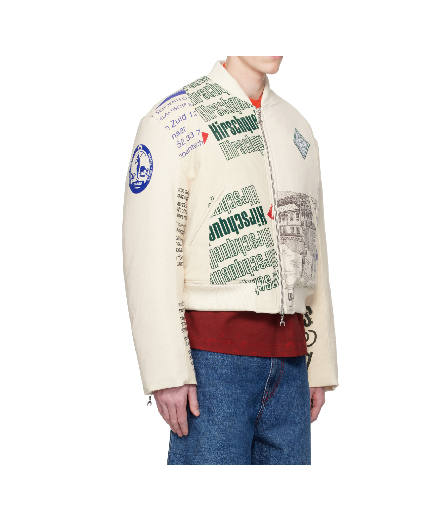 Marine Serre Beige Regenerated Tote Bags Bomber Jacket