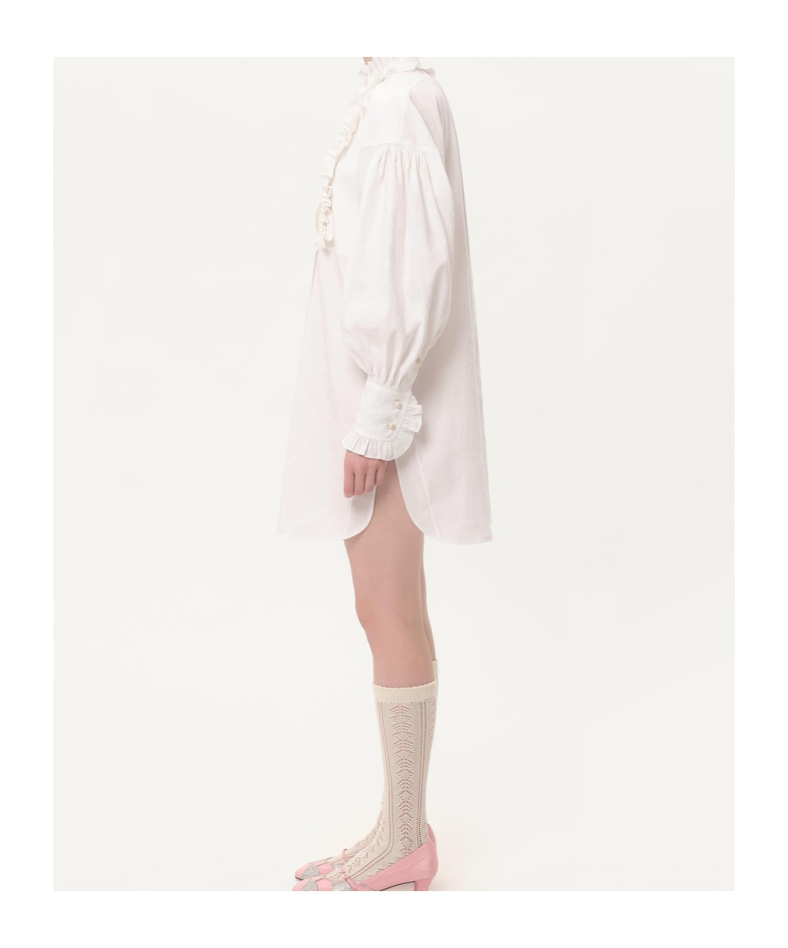 Valentino Cotton-linen-blend Ruffled Shirt Dress In White