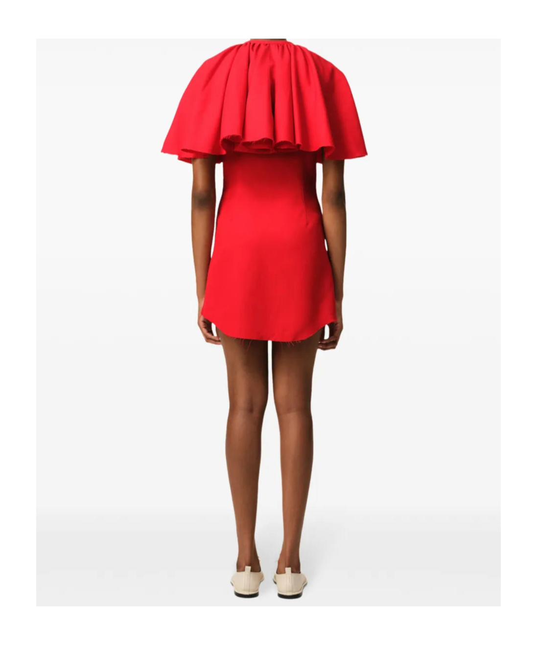 Ami Alexandre Mattiussi Red Wool Shirt Dress With Ruff Red In Red