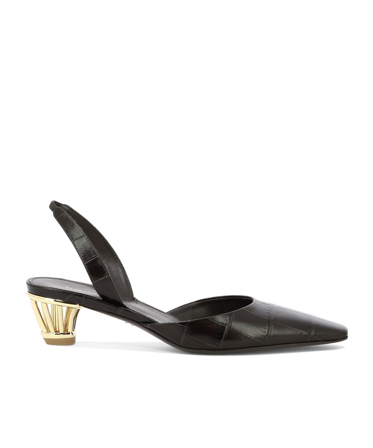Ferragamo Sculptural Pointed Toe Sandals With Open Back In Black