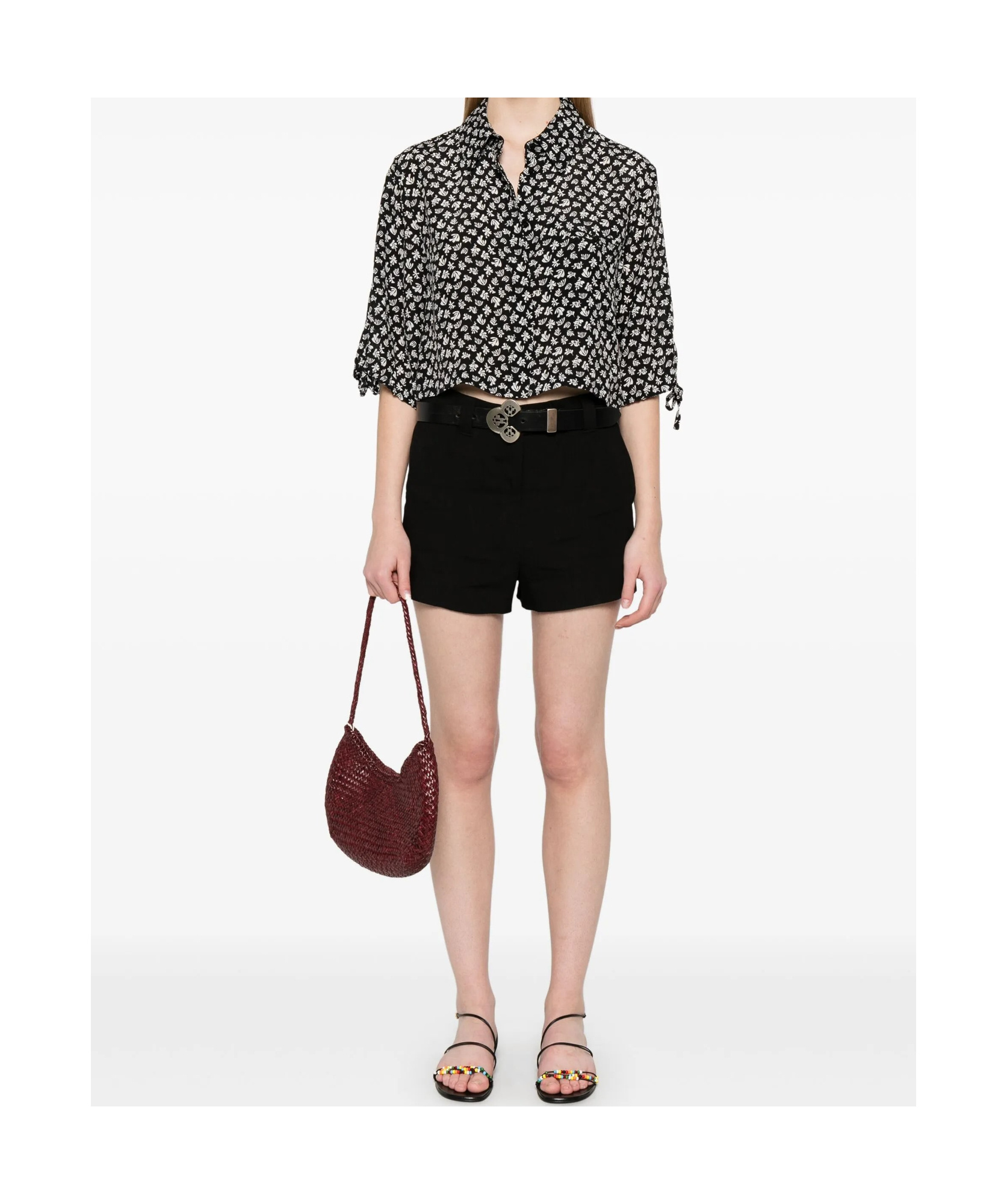 Shop Marella Stretch Viscose And Linen Micro Pants In Black