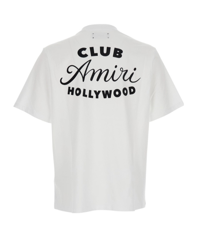 Amiri White Crewneck T-shirt With Logo Lettering On The Front And Maxi Logo Print On The Rear In Cotton Ma In White