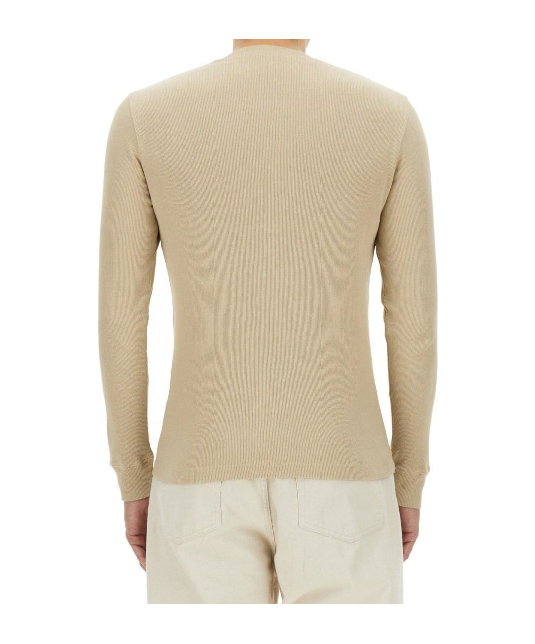 Shop Tom Ford Fine-ribbed Logo Embroidered T-shirt In Nude