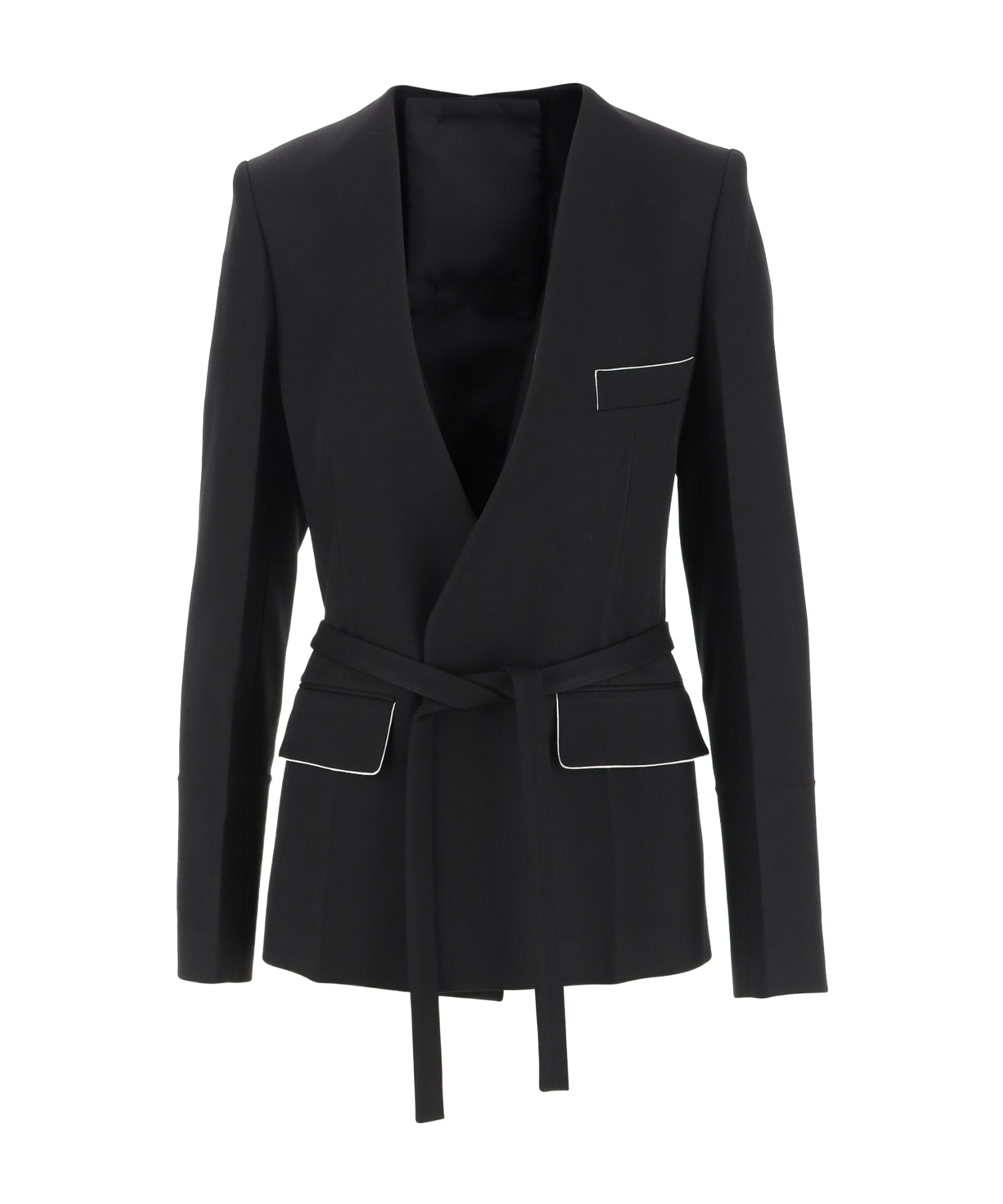 Victoria Beckham Shrunken Collarless Open-back Blazer And Suits In Black