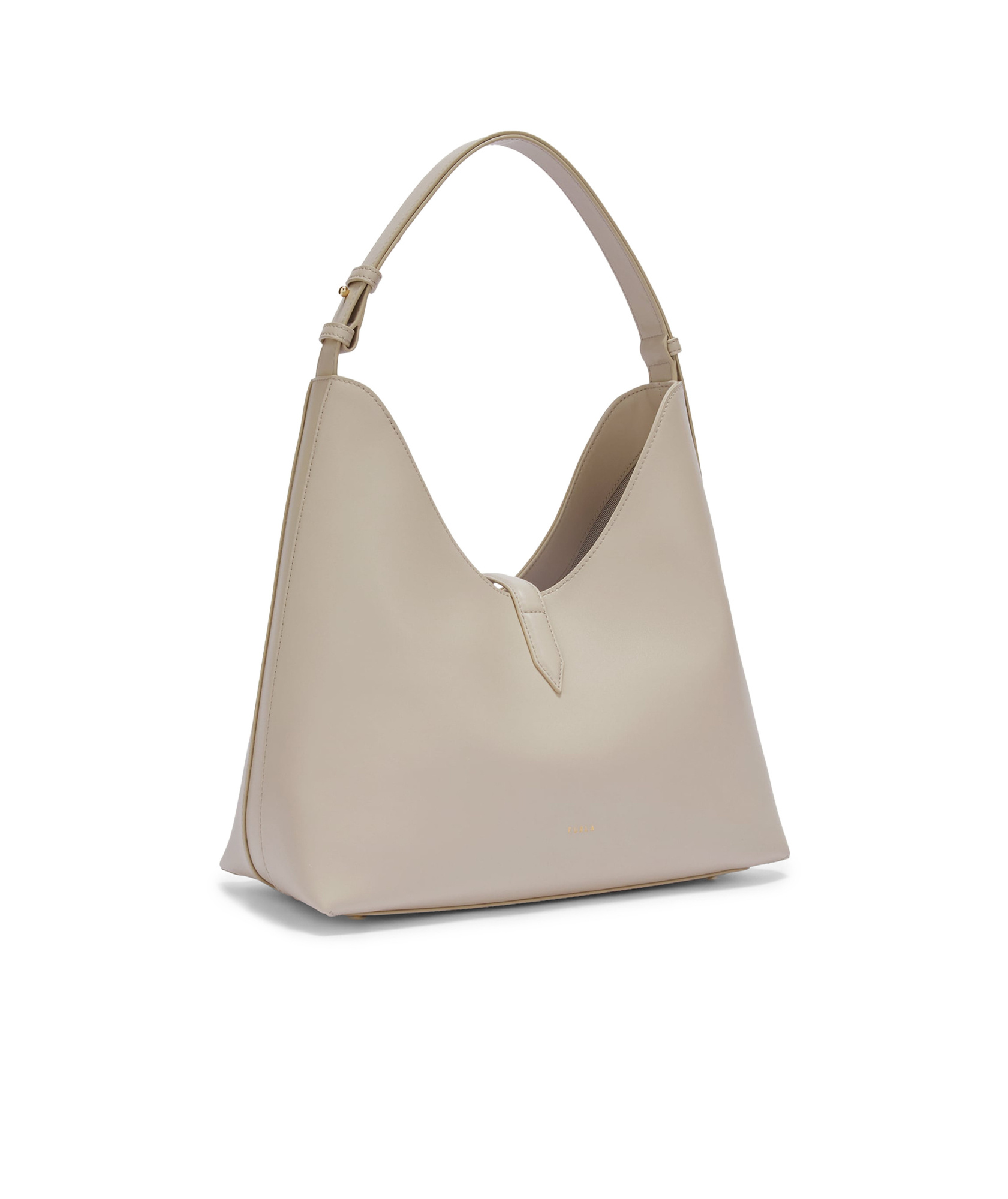 Furla 'droplet Hobo' Leather Bag In Nude