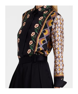 La Doublej La Double J Graphic Print Silk Boy Shirt In Black