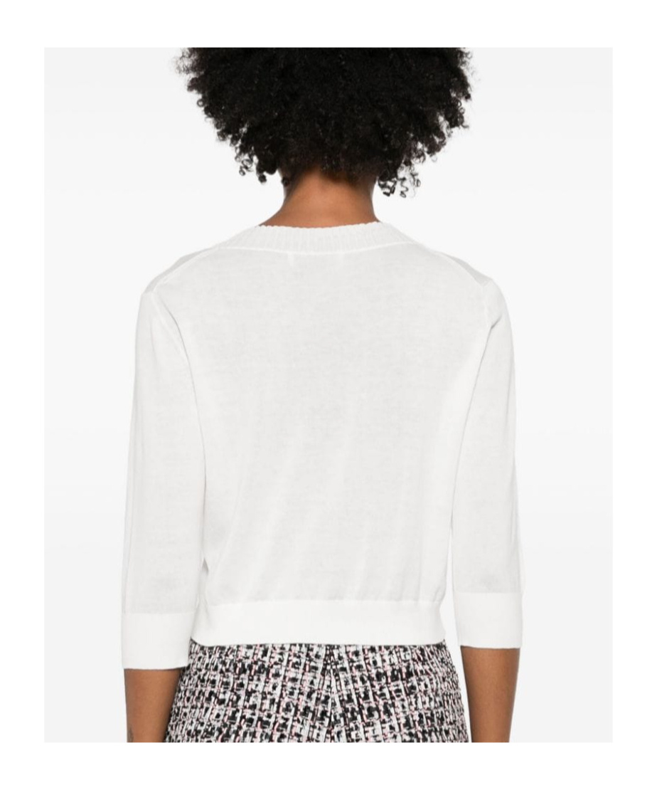 Tory Burch Cropped Cotton Cardigan In White