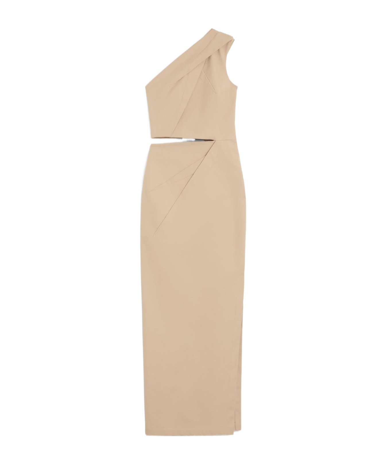 Shop Max Mara One-shoulder Dress In Nude