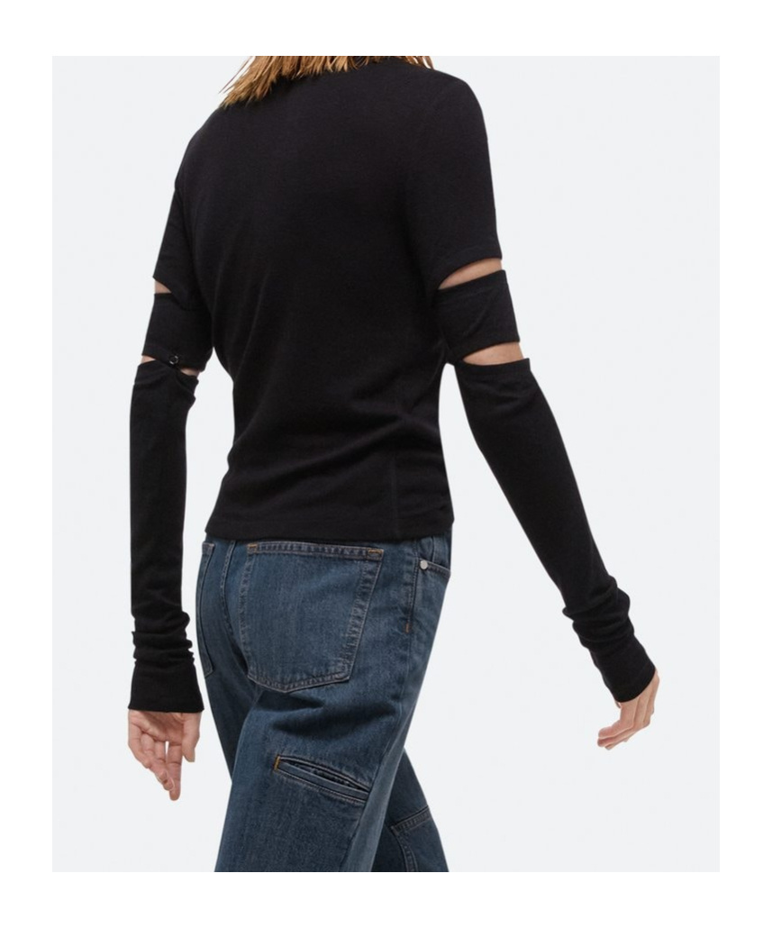 Helmut Lang Long Sleeve T-shirt With Slit In Black