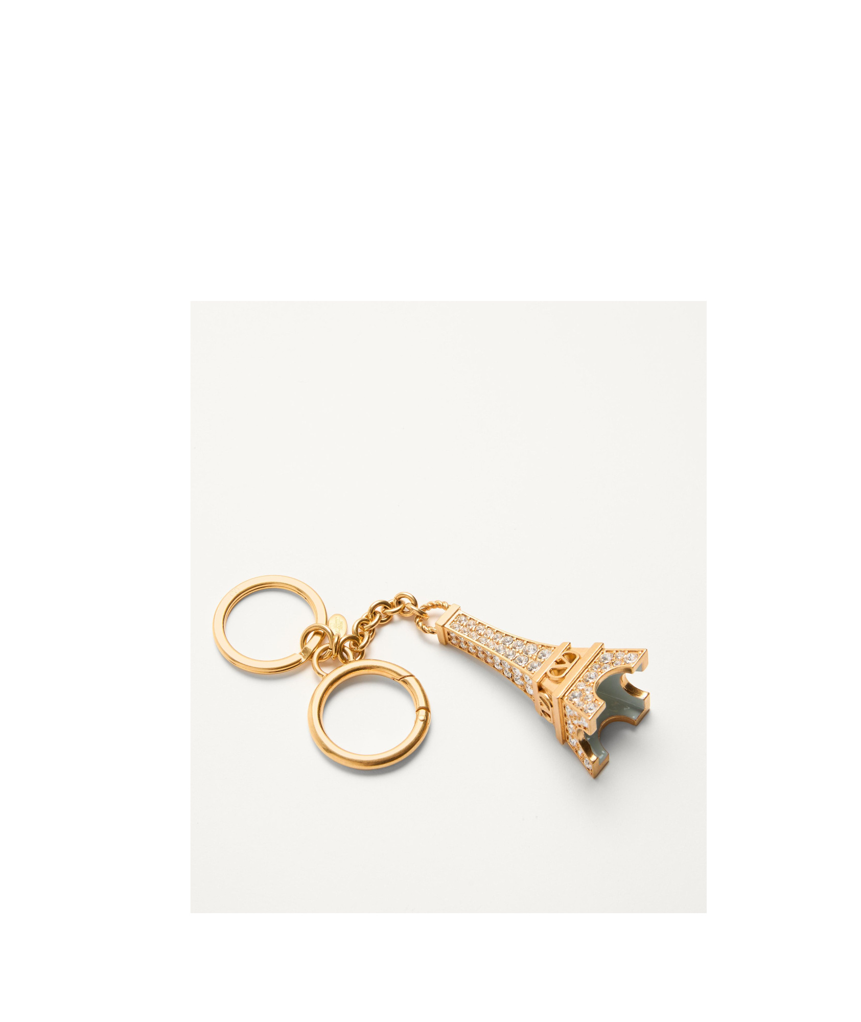 Valentino Vlogo Siganture Eiffel Tower Charm Keyring In Gold