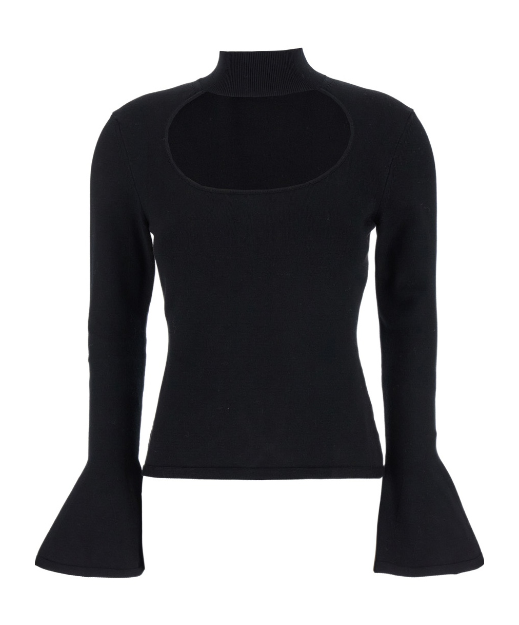 Shop Federica Tosi Trumpet-sleeve Sweater In Black
