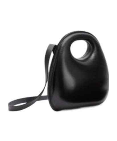 Lemaire Egg Leather Shoulder Bag In Black