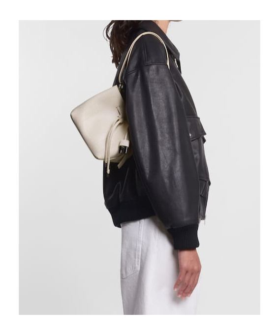 Hogan Mini Leather Bucket Bag In White