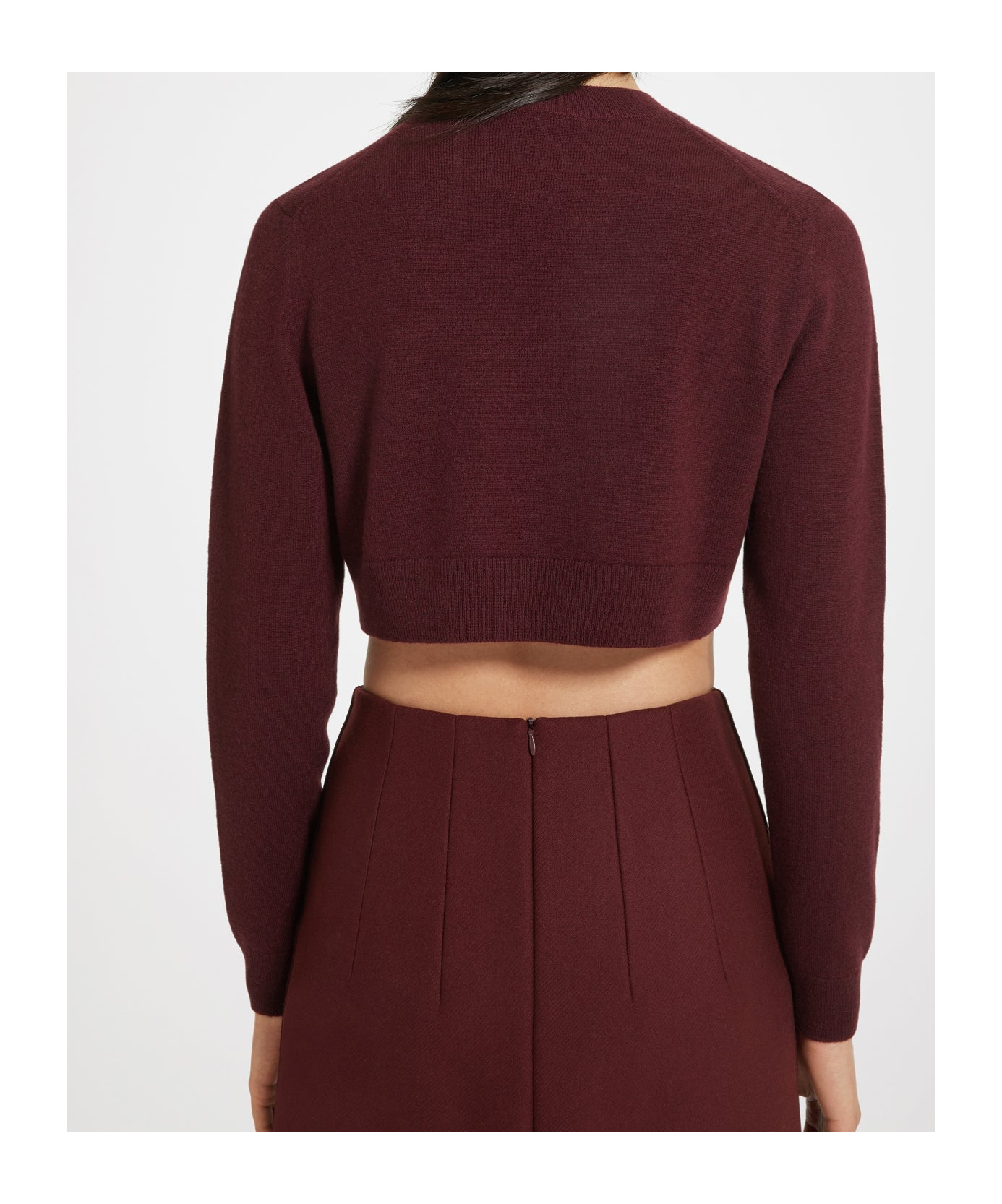 Patou Cropped Jumper In Sustainable Wool And Cashmere In Red