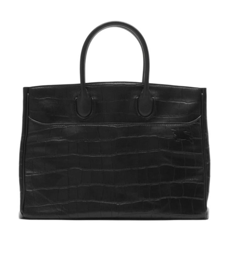 Burberry Womens Rocking Horse Suede Tote Bag Dark Brown In Black