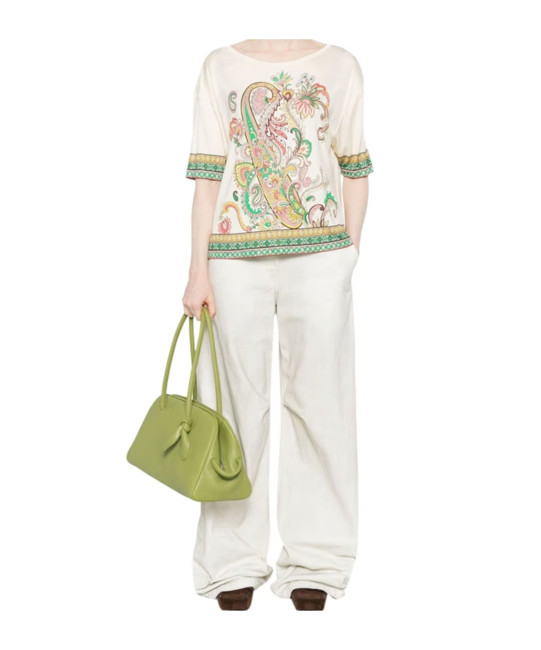 Etro Paisley Bordura Cotton T-shirt In Multicolor In White