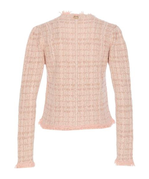 Twinset Jacquard Lurex Knit Jacket In Nude
