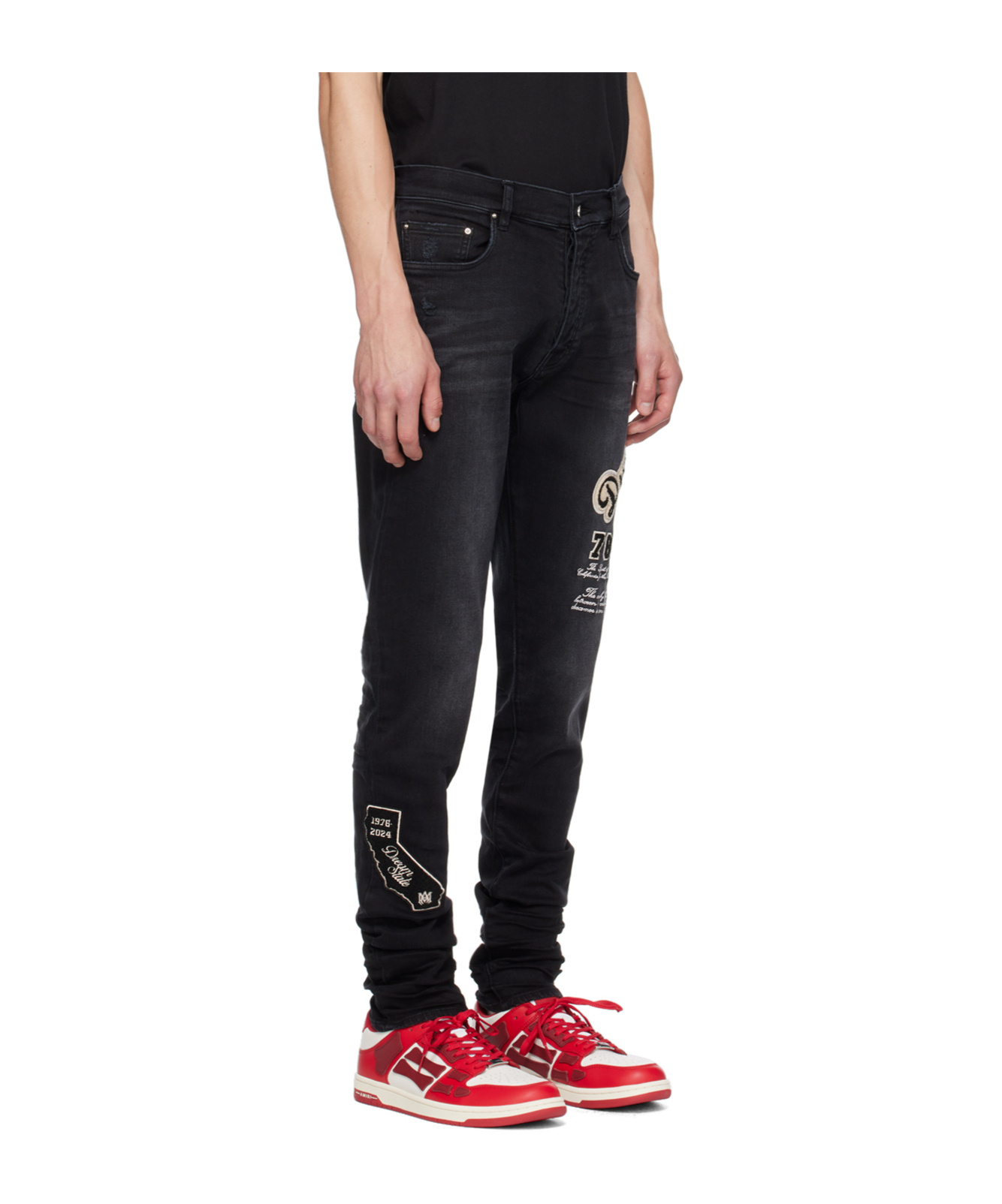 Amiri Black Dream Team Skinny Jeans In Black