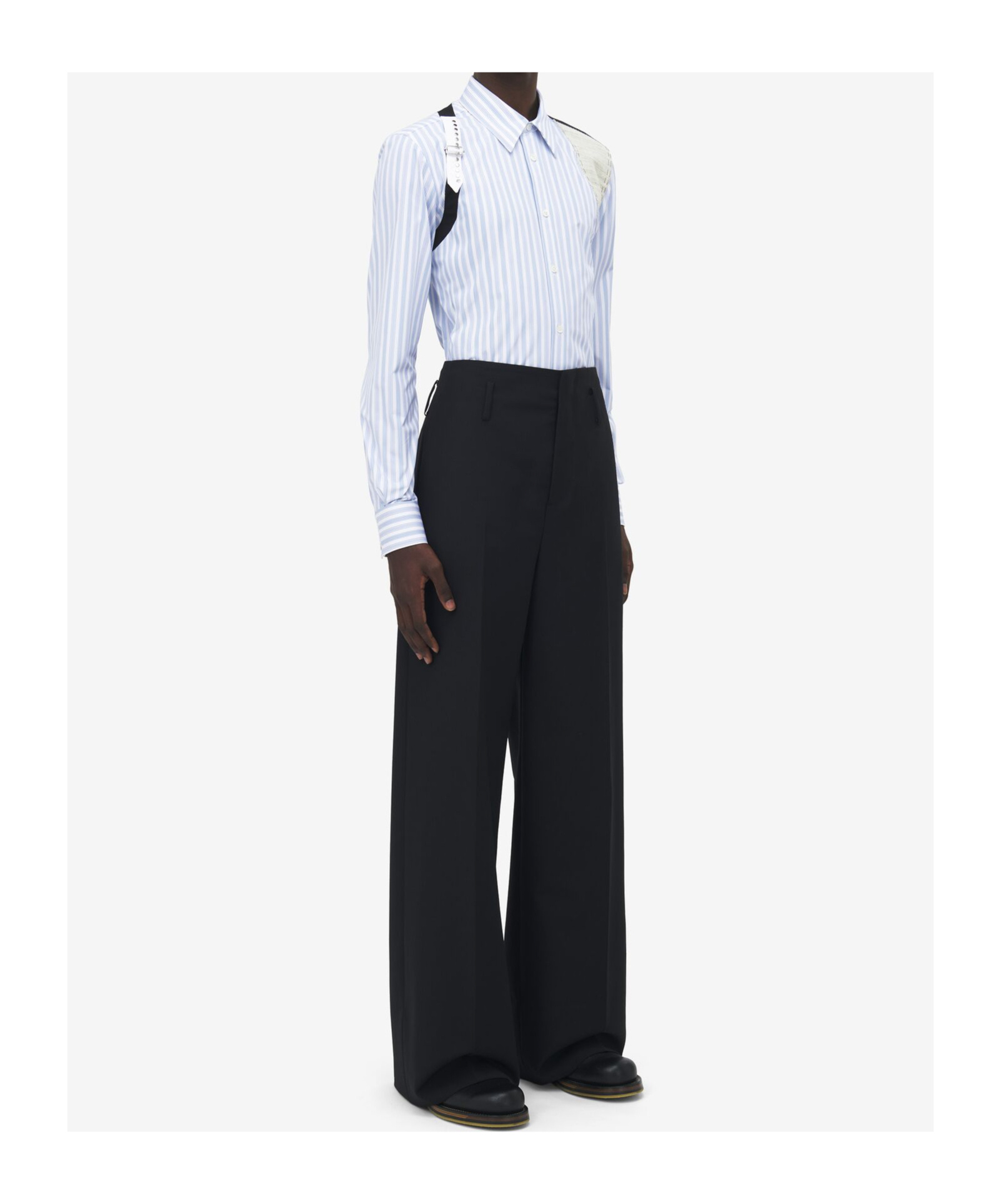 Alexander Mcqueen Men's Wide Leg Tailored Trousers In Black In Black