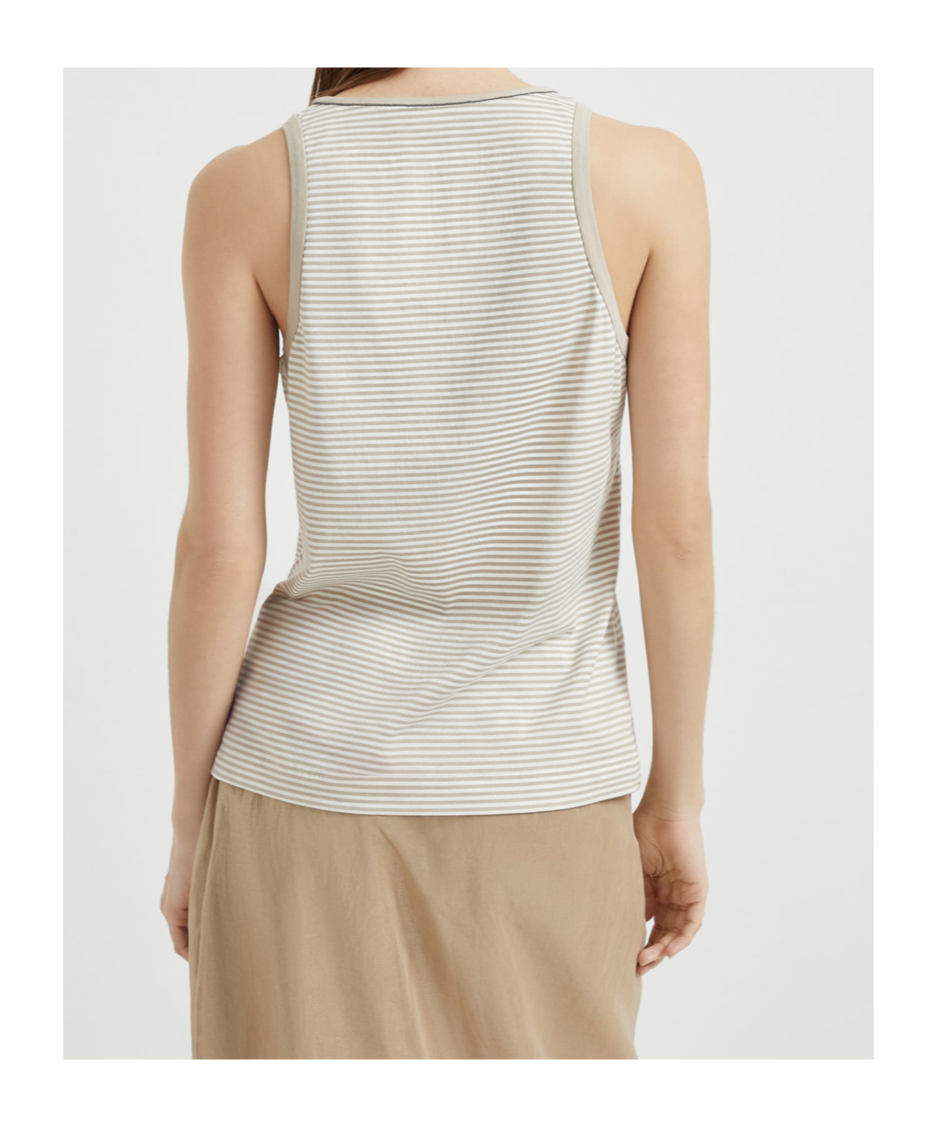 Brunello Cucinelli Striped Tank Top In Neutral