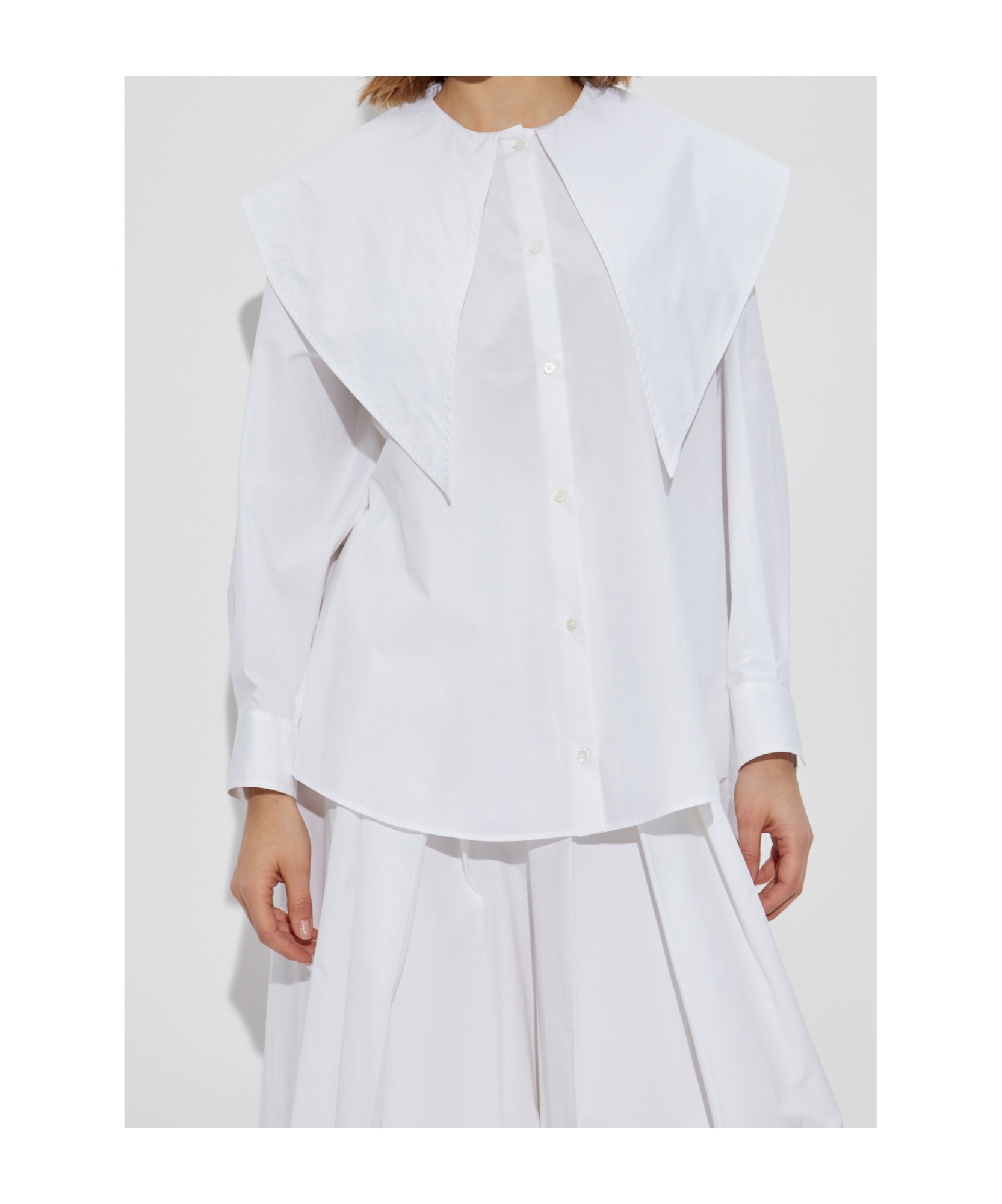 Fabiana Filippi Decorative Collar Long Sleeved Shirt In White