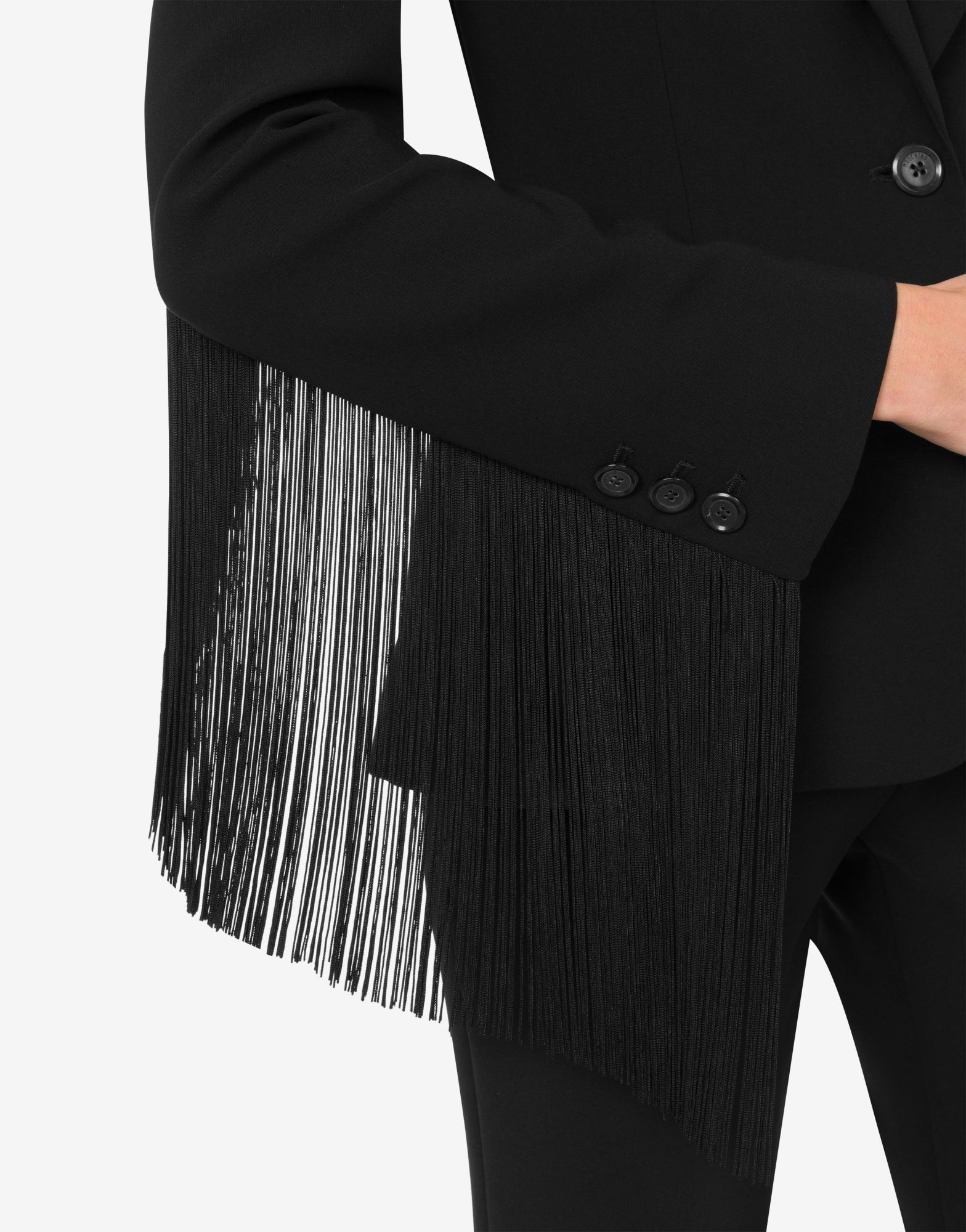 Moschino Fringed Single-breasted Blazer In Black