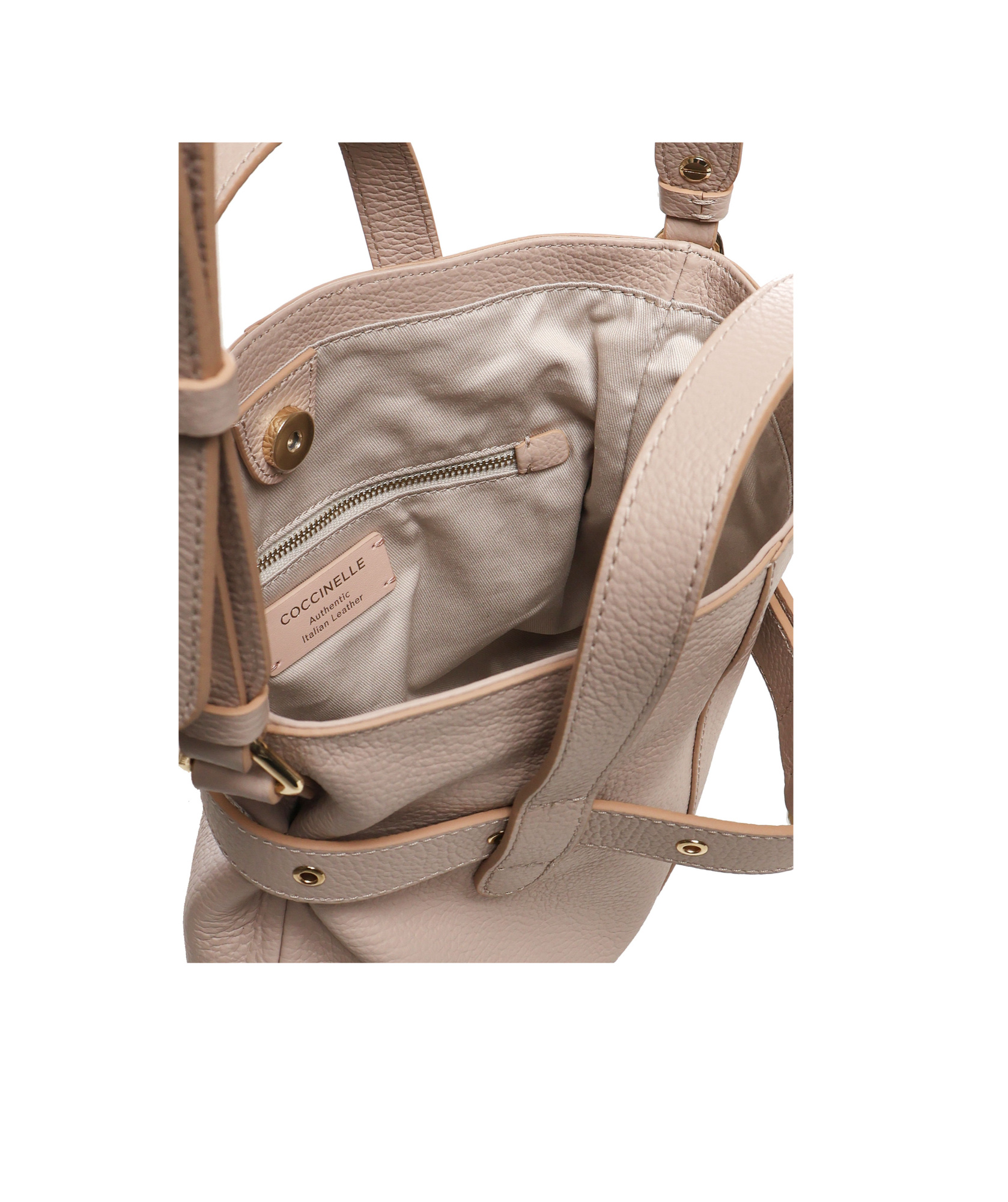 Shop Coccinelle Leather Tote Bag In Nude
