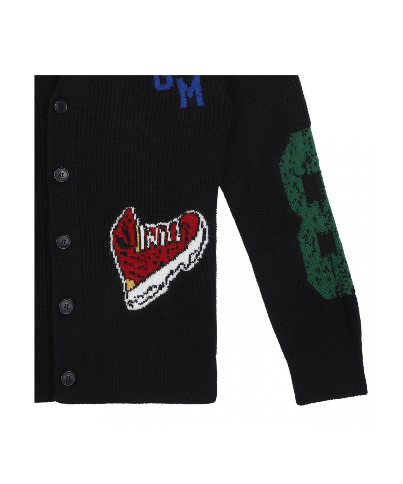 Msgm Intarsia-knit Cardigan In Black