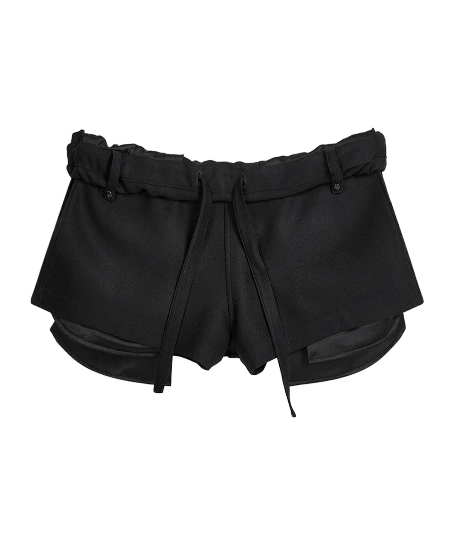 Open Yy Rolled Waist Mini Shorts In Black
