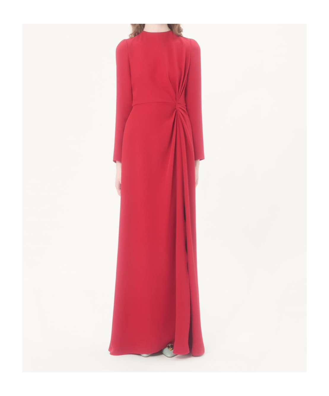 Valentino Cady Couture Ruched Maxi Dress In Red