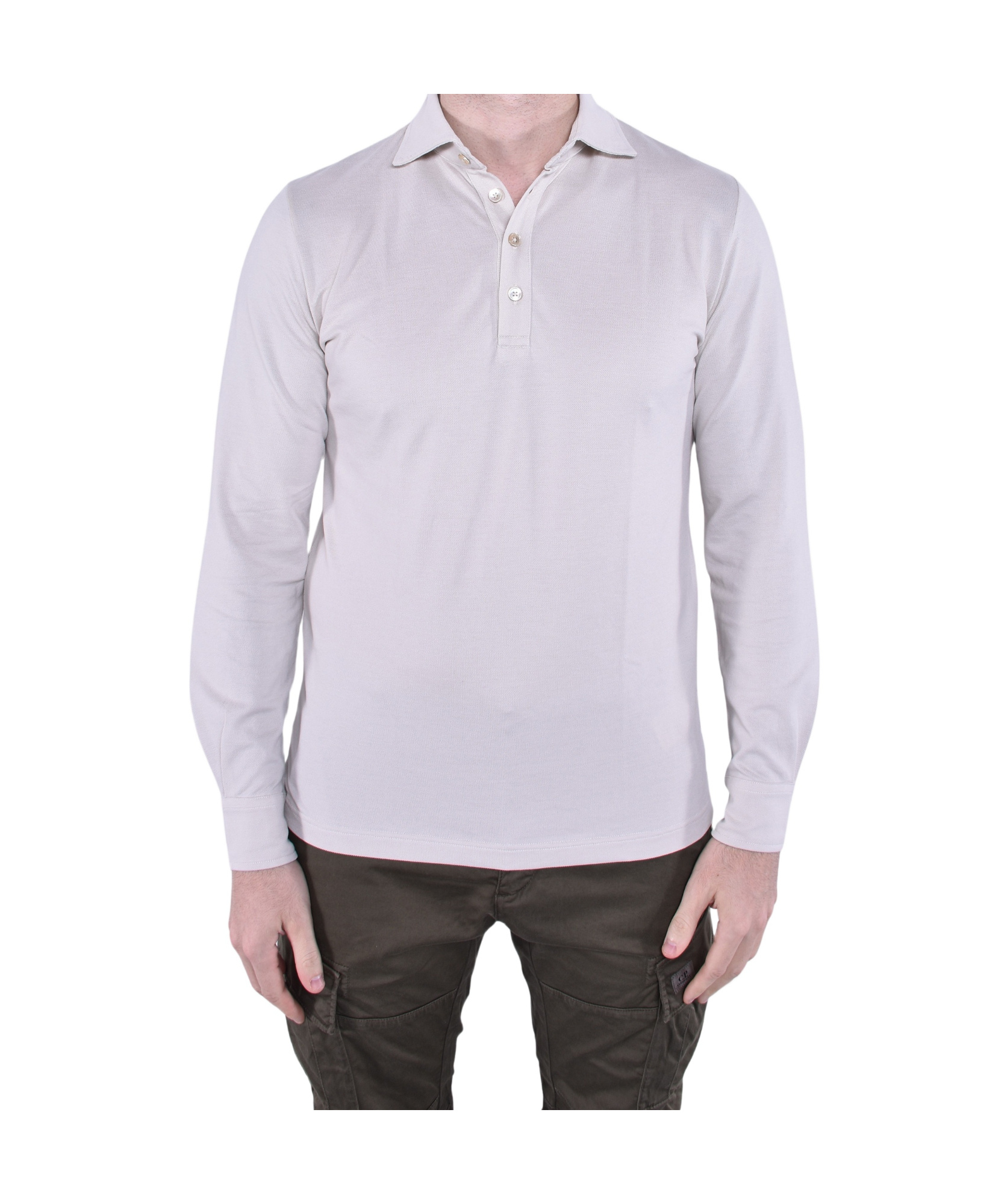 Eleventy Polo In Cotone Manica Lunga In White
