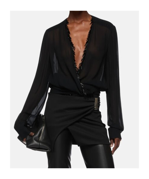 Attico V-neck Shirt In Black