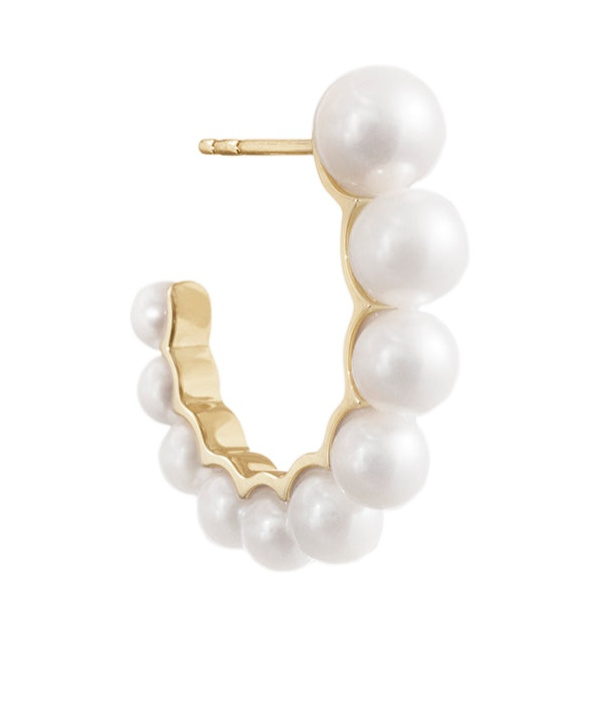 Sophie Bille Brahe 14k Yellow Gold Petit Boucle De Perle Earring In White
