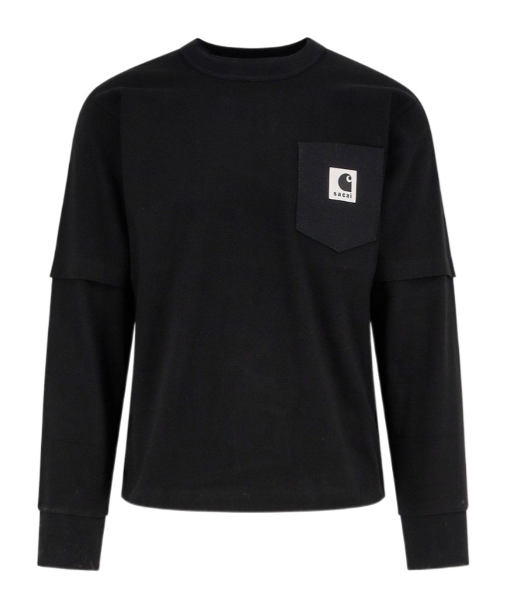 Sacai Long-sleeved T-shirt In Black