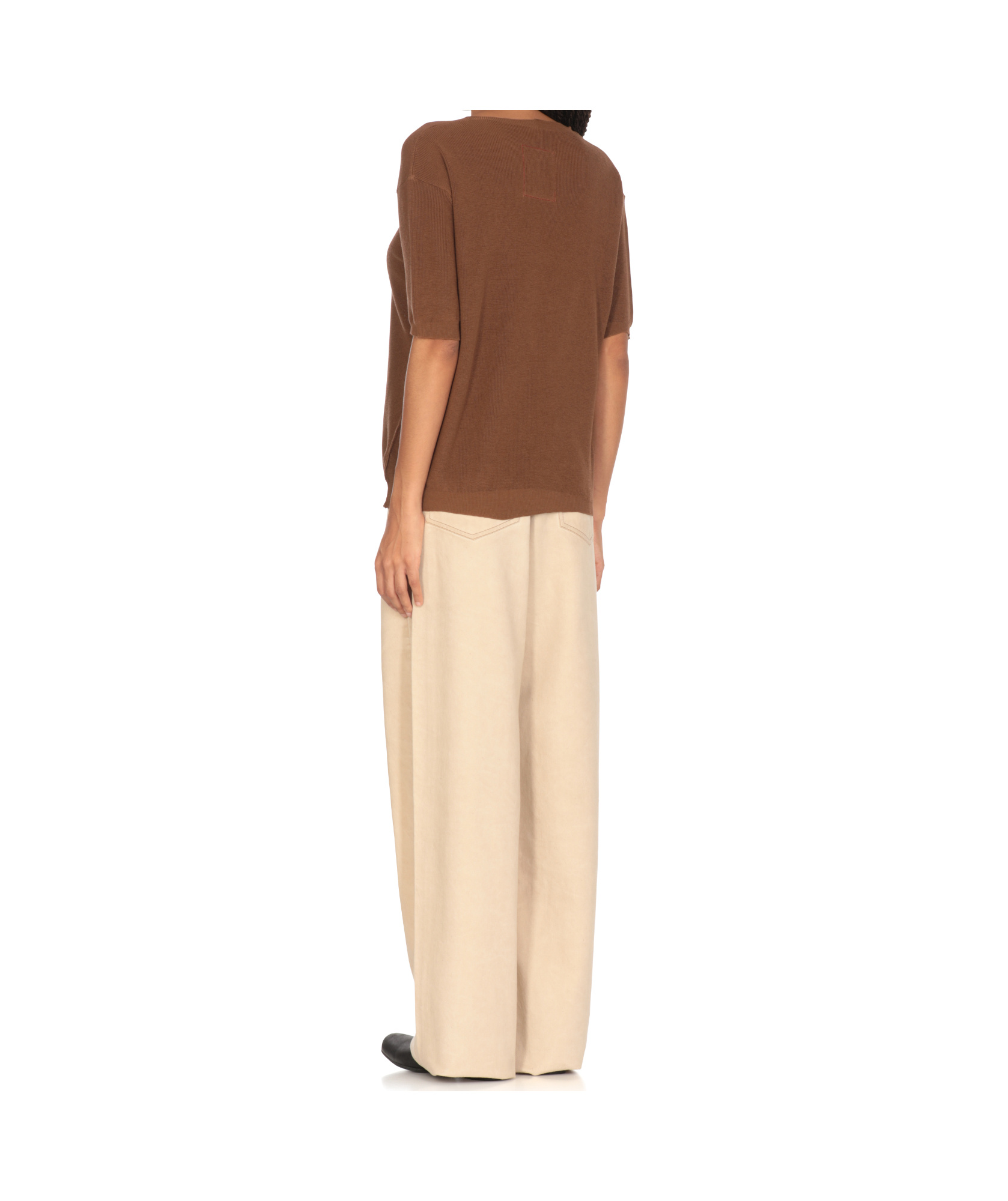 Uma Wang Ribbed Crewneck Knitwear Fringes In Brown