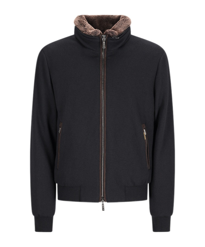 Moorer Beautiful Cashmere And Silk Bomber Jackets In Black