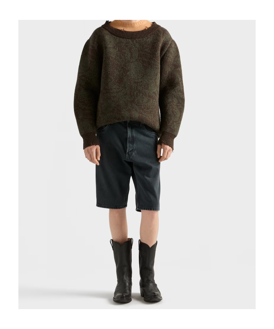Prada Denim Bermuda Shorts Featuring Belt Loops In Black