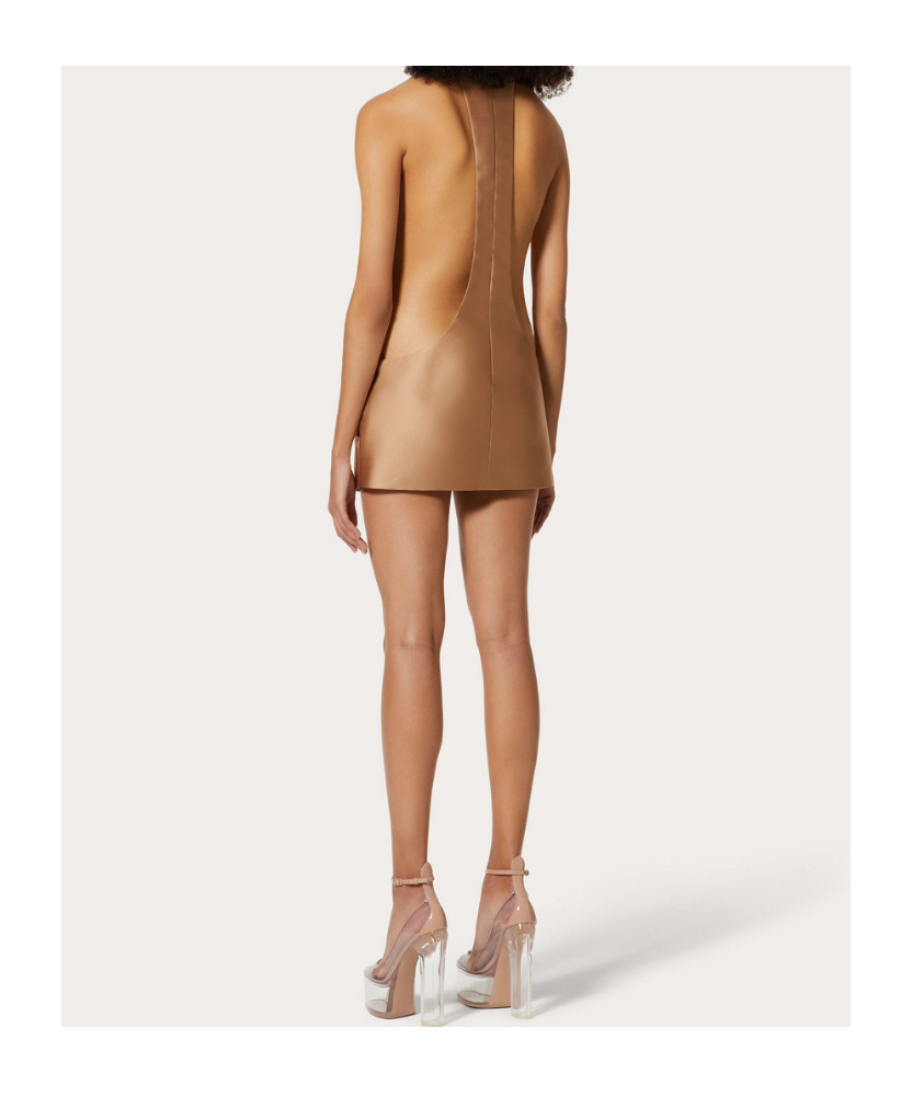 Valentino Sleeveless Silk-satin Minidress In Nude